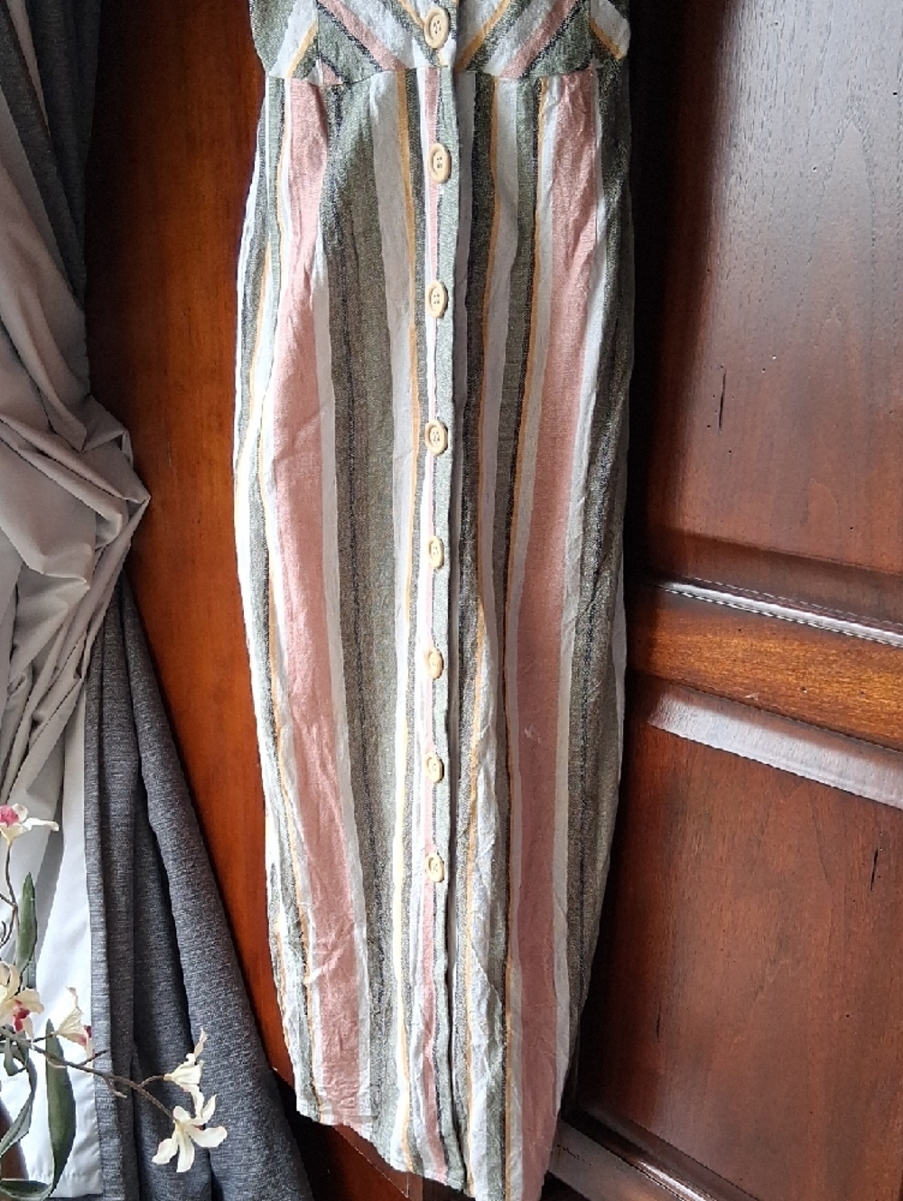 Miss Selfridge Striped Viscos And Linen Midi Dress SriLanka Sz 4 - Picture 4 of 12
